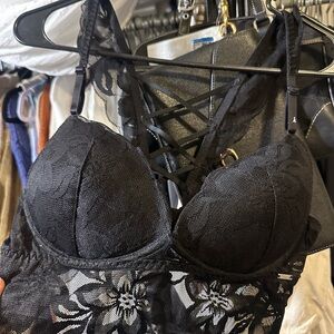Victoria's Secret Black Lace Cross-Back Bra